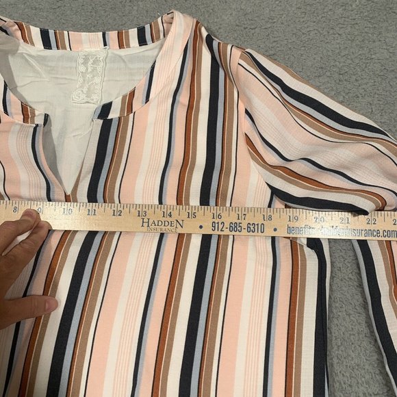 Sadie and Sage Striped Dress Tunic style Ruffle Long Sleeve Medium M - Picture 6 of 10